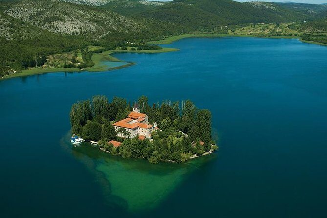 All inclusive luxury Krka waterfalls trip from Split or Trogir. - Stop 2: Visovac Monastery on the small island break