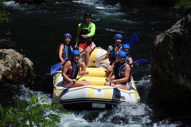Private rafting on Cetina river with caving & cliff jumping,free photos & videos - Swimming time and fruit-snack breaks in crystal-clear water