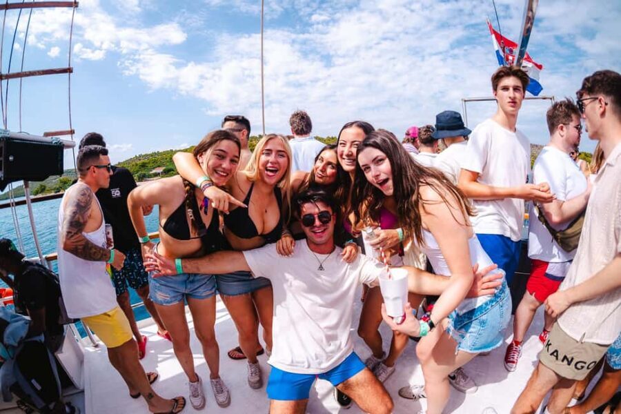 Split: Blue Lagoon Boat Party with Slide, Dj and After Party - Stop 1: A First Swim Break in Clear Water