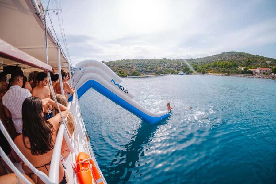 Split: Blue Lagoon Boat Party with Slide, Dj and After Party - Blue Lagoon Time: Slide, Jumping, and a Full Hour to Enjoy It